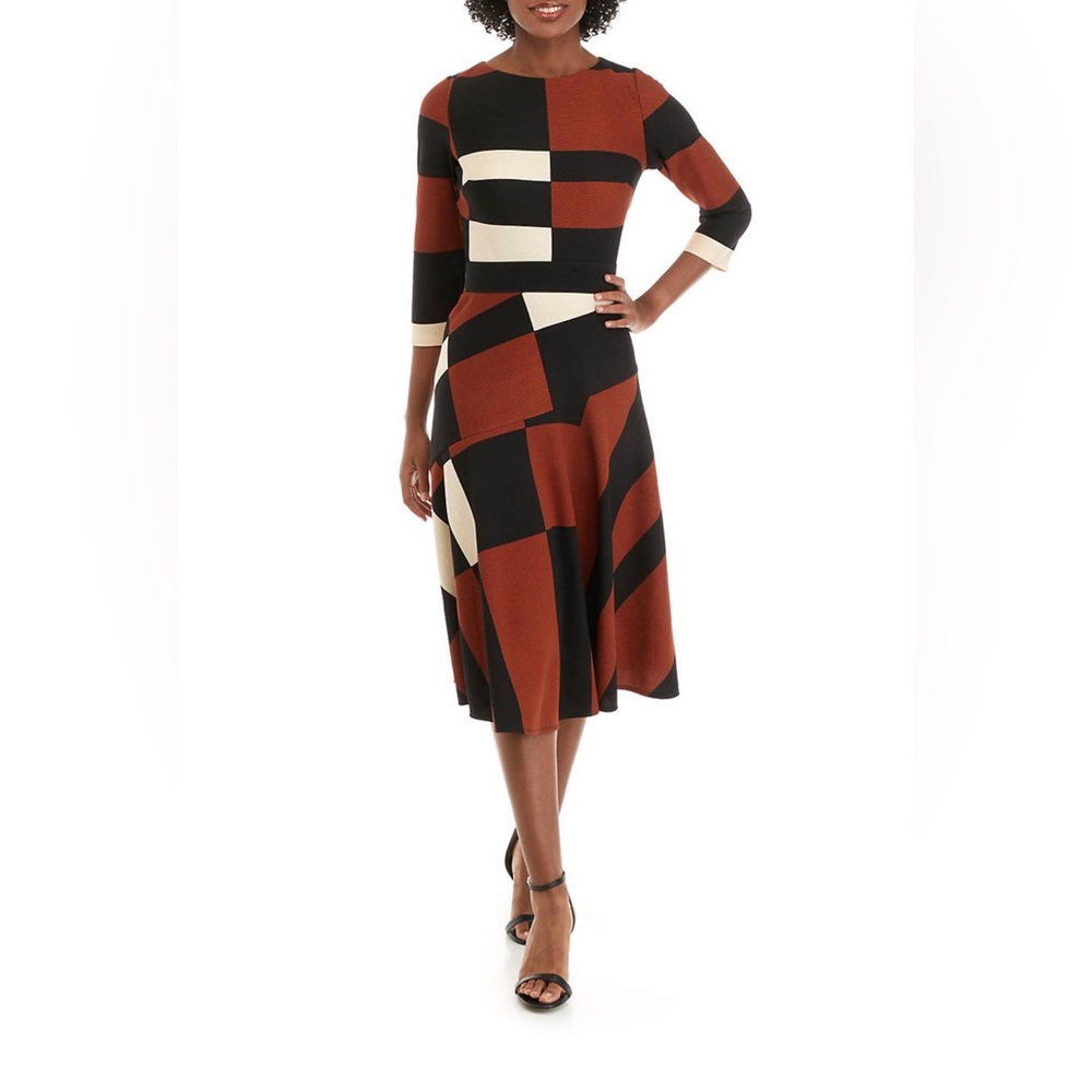 Gabby Skye Color Block Belted Dress
